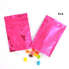100 Pcs Colorful Aluminum Foil Bag Self Seal Zipper Ziplock Packing Food Bag, Pink Blue Green Retail Resealable Packaging Pouch