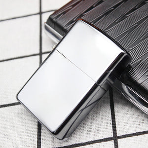 Hot Sell Gasoline Flint Lighter Metal Kerosene Oil Windproof Lighter Ice Silver Refillable Gadgets For Man