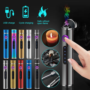New Accessories Mini Double Arc Plasma Lighter Cylinder Electric Lighter Rechargeable USB Cigarette Lighters Windproof Smoking