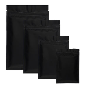 Custom Logo Acceptable 100pcs Matte Black Small Aluminum Foil Zip Lock Plastic Bags Herb Powder Heat Sealable Flat Ziplock Bag
