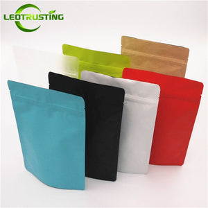 Leotrusting 50pcs/pack Stand up Matt Aluminum Foil Ziplock Bag Colorful Doypack Coffee Tea Packaging Bag Eco-friendly Gift Pouch