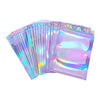 100pcs S/M/L Flat Zip lock Bath Salt Cosmetic Bag One Side Clear Holographic Laser Mini Aluminum Foil Zip Lock Bags Thick