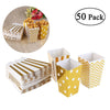 50pcs/24pcs Mini Foil Gold Silver Candy Popcorn Boxes Snack Containers Kids Party Treat Bags Wedding Movie Decoration Supplies