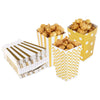 50pcs/24pcs Mini Foil Gold Silver Candy Popcorn Boxes Snack Containers Kids Party Treat Bags Wedding Movie Decoration Supplies