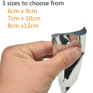 3 Sizes 100 Pcs/lot New Silver Aluminum Foil Bag Pouch Mylar Bag Vacuum Bags For Food Storage Aluminum Flat Bags Wholesale