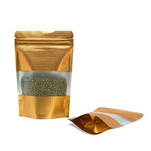 50pcs 9*13cm Gold Stand Up Zip Lock Bag Golden Aluminum Foil Zipper Bag Bulk Food Cand Storage Doypack Mylar Pouch