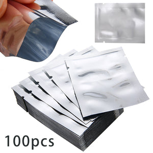 100pcs Silver Vacuum Sealer Aluminum Foil Mylar Bags Storage Pouches For Home Kitchen Tools